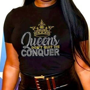 QUEENS TEE WITH BLING, NEW SIZE XL, crew neck.